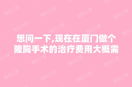 想问一下,现在在厦门做个隆胸手术的治疗费用大概需要多少啊？