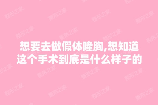 想要去做假体隆胸,想知道这个手术到底是什么样子的？