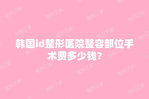 韩国id整形医院整容部位手术费多少钱？