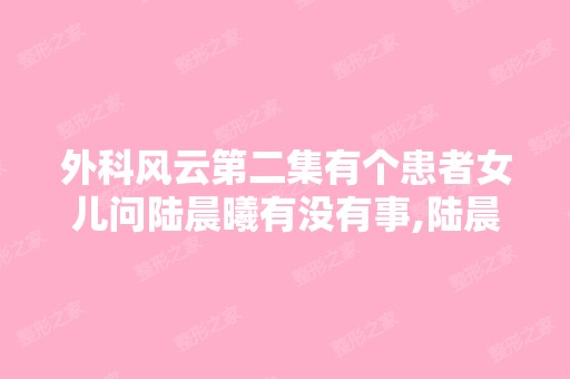 外科风云第二集有个患者女儿问陆晨曦有没有事,陆晨曦劝她找傅院长给