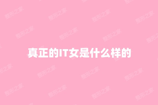 真正的IT女是什么样的