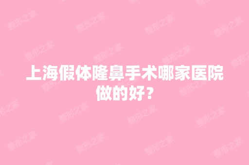 上海假体隆鼻手术哪家医院做的好？