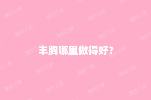 丰胸哪里做得好？