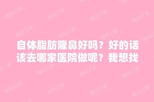 自体脂肪隆鼻好吗？好的话该去哪家医院做呢？我想找一个专业的整形...