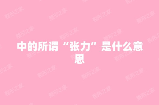 中的所谓“张力”是什么意思