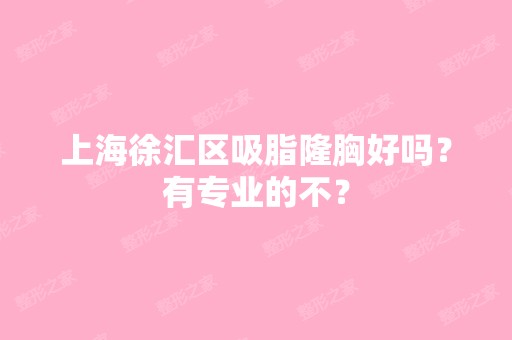 上海徐汇区吸脂隆胸好吗？有专业的不？