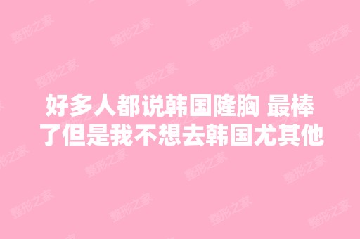 好多人都说韩国隆胸 棒了但是我不想去韩国尤其他的办法吗