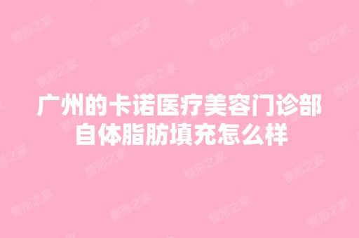 广州的卡诺医疗美容门诊部自体脂肪填充怎么样