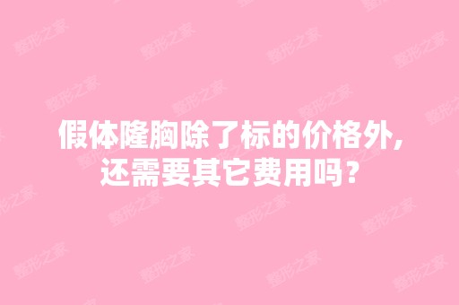 假体隆胸除了标的价格外,还需要其它费用吗？