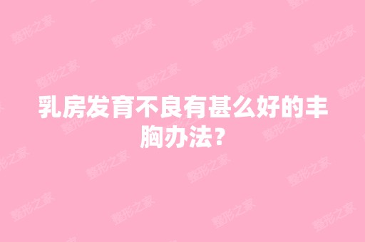 乳房发育不良有甚么好的丰胸办法？