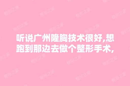 听说广州隆胸技术很好,想跑到那边去做个整形手术,找哪一家啊？