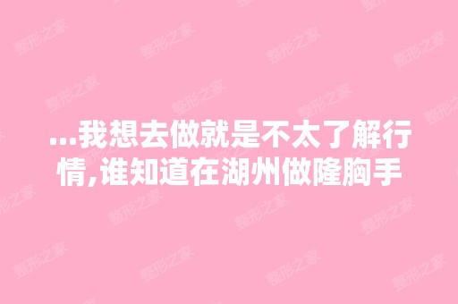 ...我想去做就是不太了解行情,谁知道在湖州做隆胸手术价格是多少？