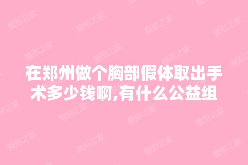 在郑州做个胸部假体取出手术多少钱啊,有什么公益组织可以帮助我吗...