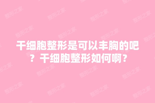 整形是可以丰胸的吧？整形如何啊？