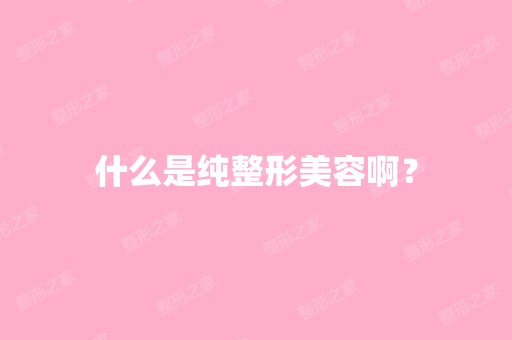 什么是纯整形美容啊？