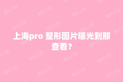 上海pro 整形图片曝光到那查看？