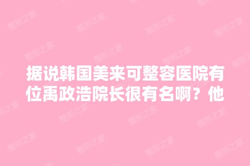 据说韩国美来可整容医院有位禹政浩院长很有名啊？他能做哪些整容？