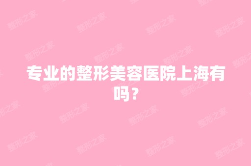 专业的整形美容医院上海有吗？