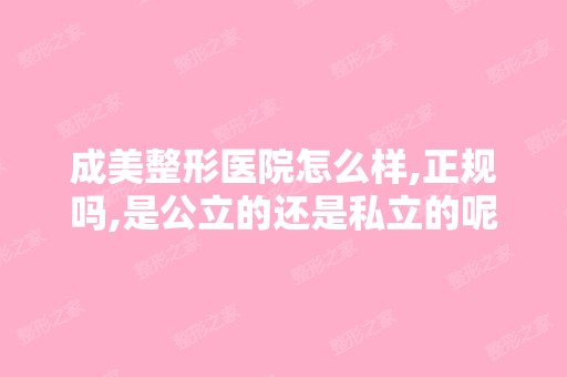 成美整形医院怎么样,正规吗,是公立的还是私立的呢