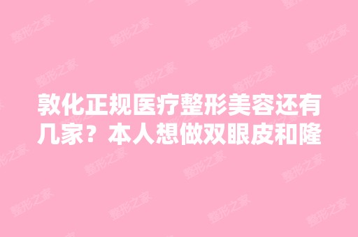 敦化正规医疗整形美容还有几家？本人想做双眼皮和隆鼻不知道如何...