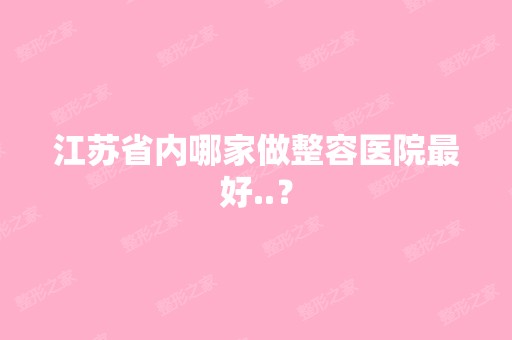 江苏省内哪家做整容医院比较好..？