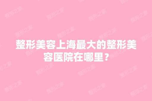 整形美容上海比较大的整形美容医院在哪里？