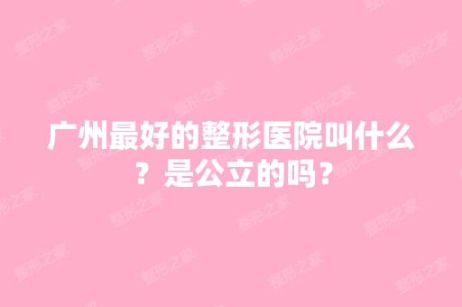 广州比较好的整形医院叫什么？是公立的吗？