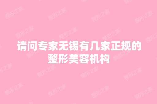 请问专家无锡有几家正规的整形美容机构