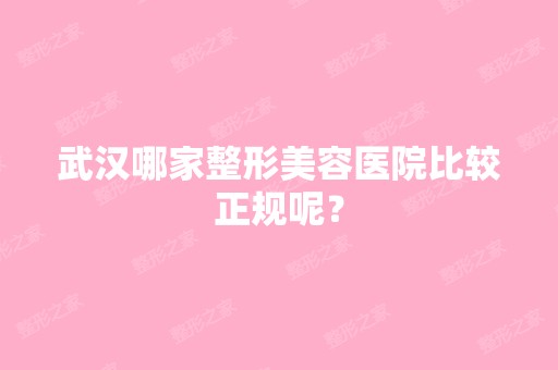 武汉哪家整形美容医院比较正规呢？