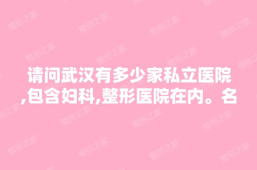 请问武汉有多少家私立医院,包含妇科,整形医院在内。名称都是什...