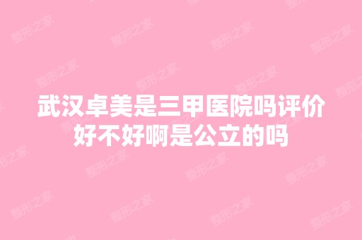 武汉卓美是三甲医院吗评价好不好啊是公立的吗