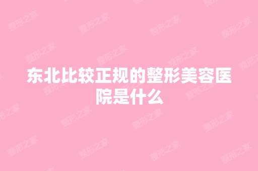 东北比较正规的整形美容医院是什么