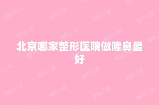 北京哪家整形医院做隆鼻比较好 