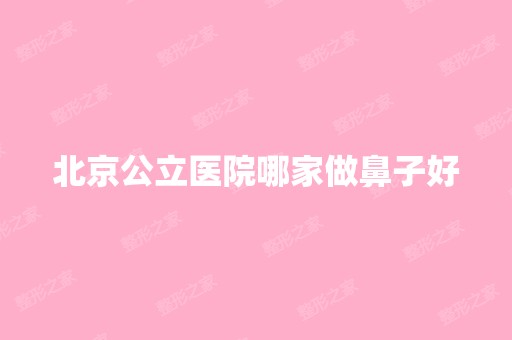 北京公立医院哪家做鼻子好