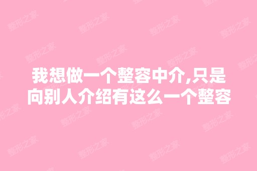 我想做一个整容中介,只是向别人介绍有这么一个整容院,并不强迫他...