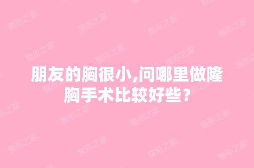 朋友的胸很小,问哪里做隆胸手术比较好些？