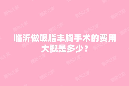 临沂做吸脂丰胸手术的费用大概是多少？