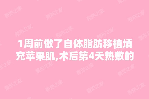 1周前做了自体脂肪移植填充苹果肌,术后第4天热敷的时候觉得进针口...