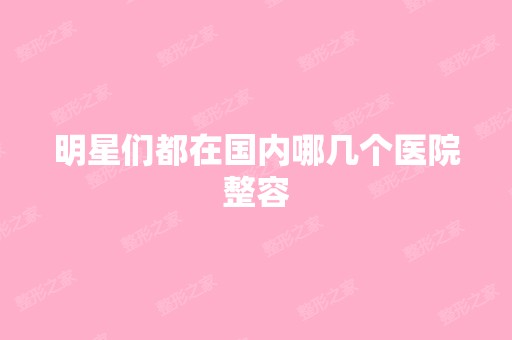 明星们都在国内哪几个医院整容