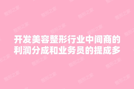 开发美容整形行业中间商的利润分成和业务员的提成多少？