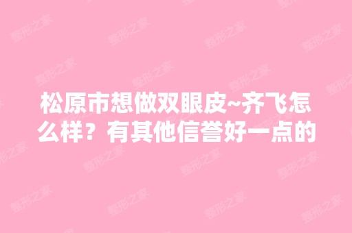 松原市想做双眼皮~齐飞怎么样？有其他信誉好一点的地方吗？