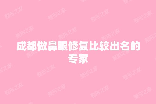 成都做鼻眼修复比较出名的专家