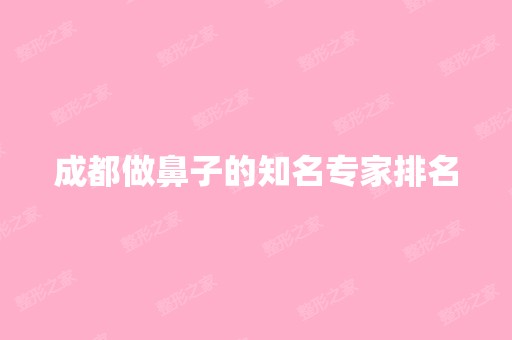 成都做鼻子的知名专家排名