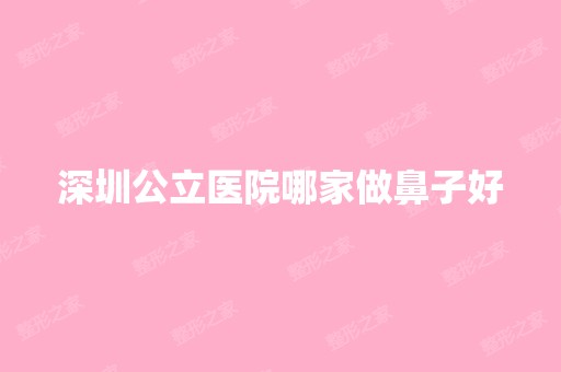 深圳公立医院哪家做鼻子好