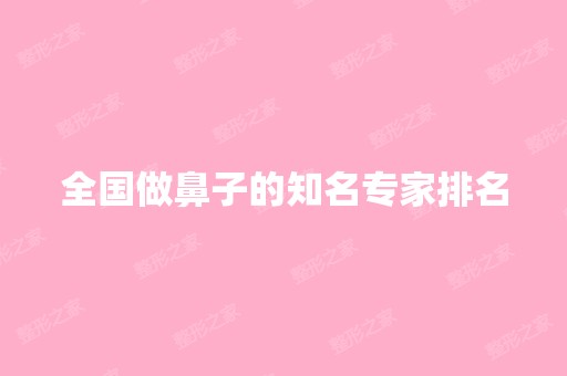 全国做鼻子的知名专家排名