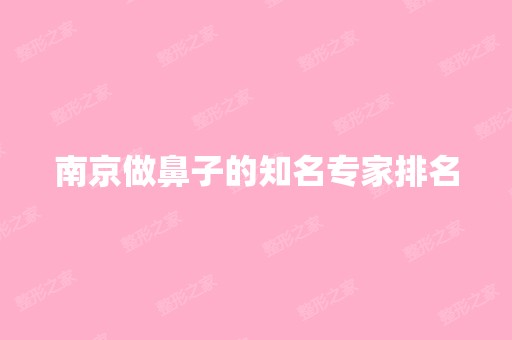 南京做鼻子的知名专家排名