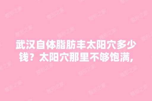 武汉自体脂肪丰太阳穴多少钱？太阳穴那里不够饱满,想做一下,不知...