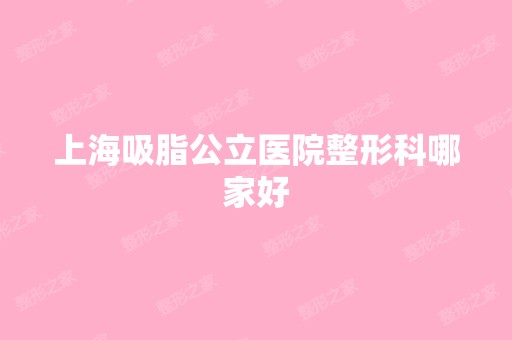 上海吸脂公立医院整形科哪家好