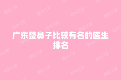 广东整鼻子比较有名的医生排名