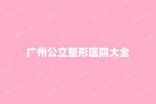 广州公立整形医院大全